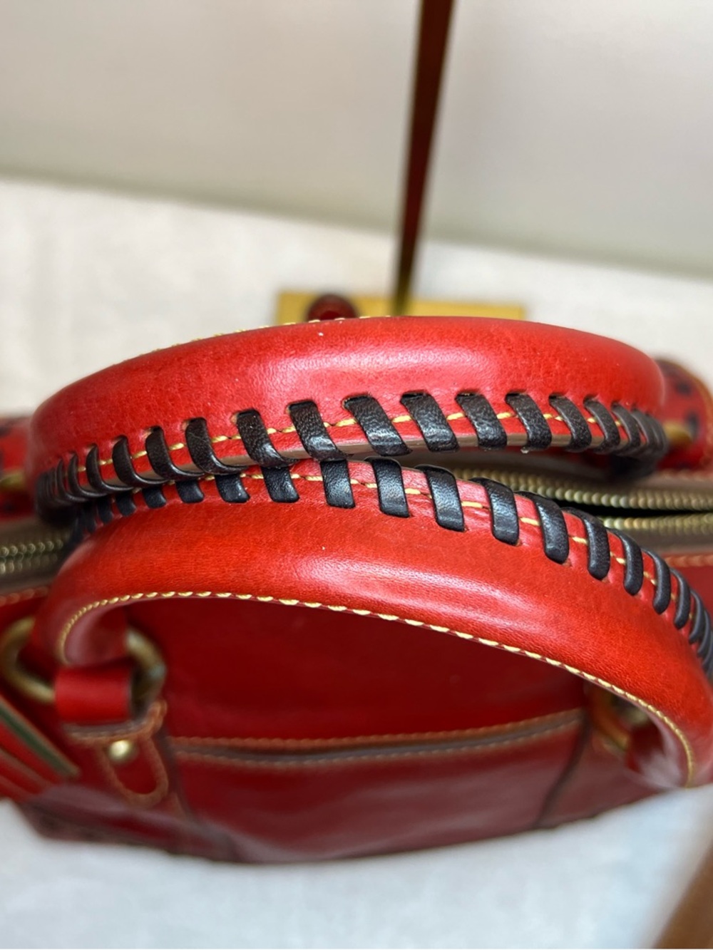 Dooney & Bourke Florentine Red Leather Large Satchel EUC - Picture 7 of 9